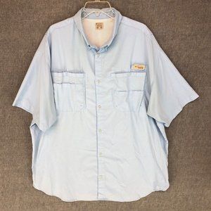 Columbia PFG Fishing Shirt 2XL XXL Button Up Short Sleeve Breathable Blue Men's